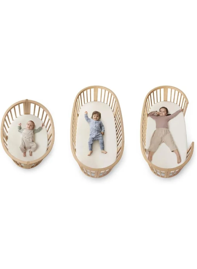STOKKE Sleepi Baby Crib/Bed Baby Bed For 0 - 36 Months Adjustable, Stylish And Flexible Optional Extension Kit For Children Up To 10 Years Old Natural