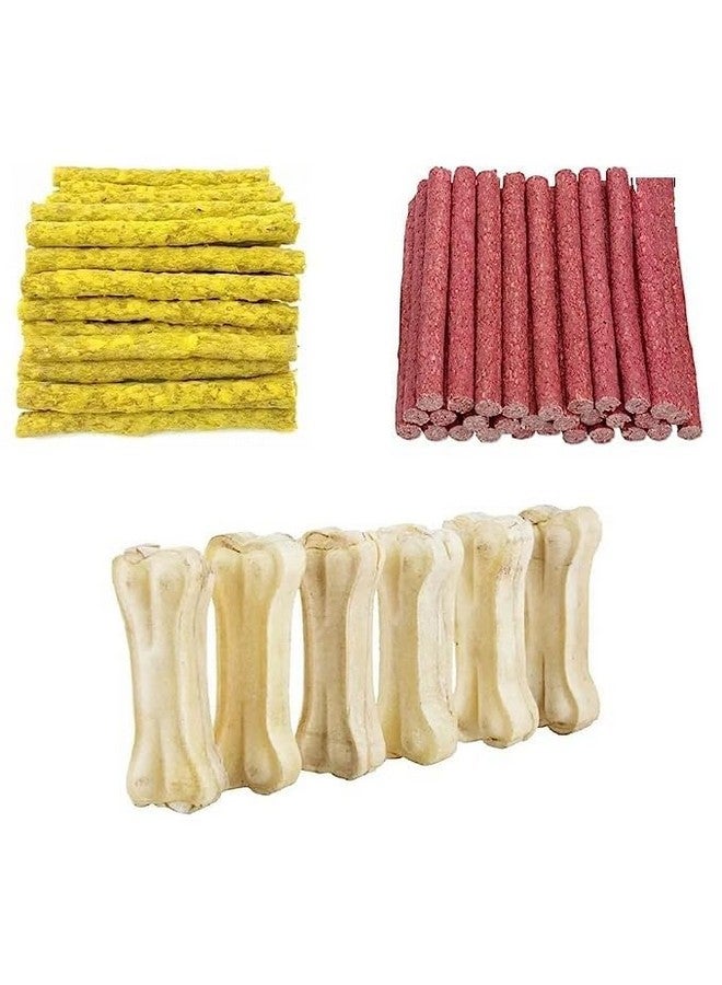 مجموعة طعام للكلاب 800 جرام لكل قطعة من أعواد المضغ بنكهة الدجاج ولحم الضأن مع الكالسيوم 3 بوصات 6 قطع من عظمة الحلوى - Image 1