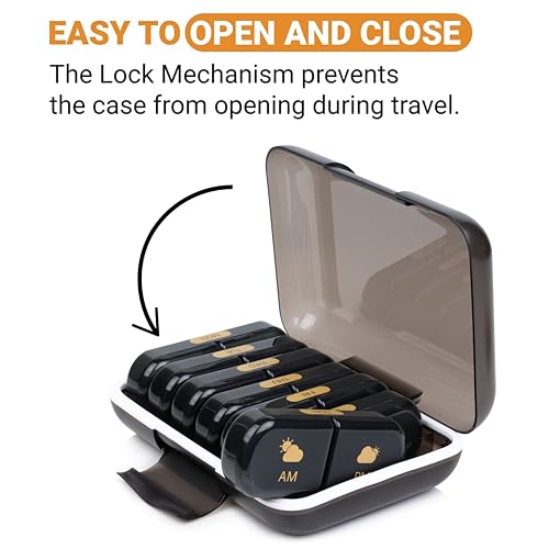 POPCUBE Premium Medicine organizer Box- Waterproof Weekly Medicine organizer- Medicine Box for home, 7 days tablet organizer For Home-Large Pill Organizer Box Case (Black, 2 Compartment) - Image 4