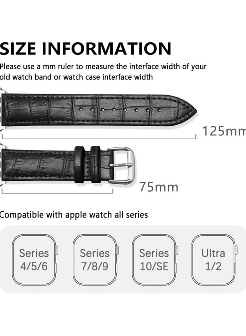 keloray Compatible with Apple Watch Bands 42mm（S10） 41mm 40mm 38mm Alligator Genuine Leather Replacement Straps for iWatch Series 10/9/8/7/6/5/4/3 Ultra 2 SE Bicolor for Men and Women - Image 4