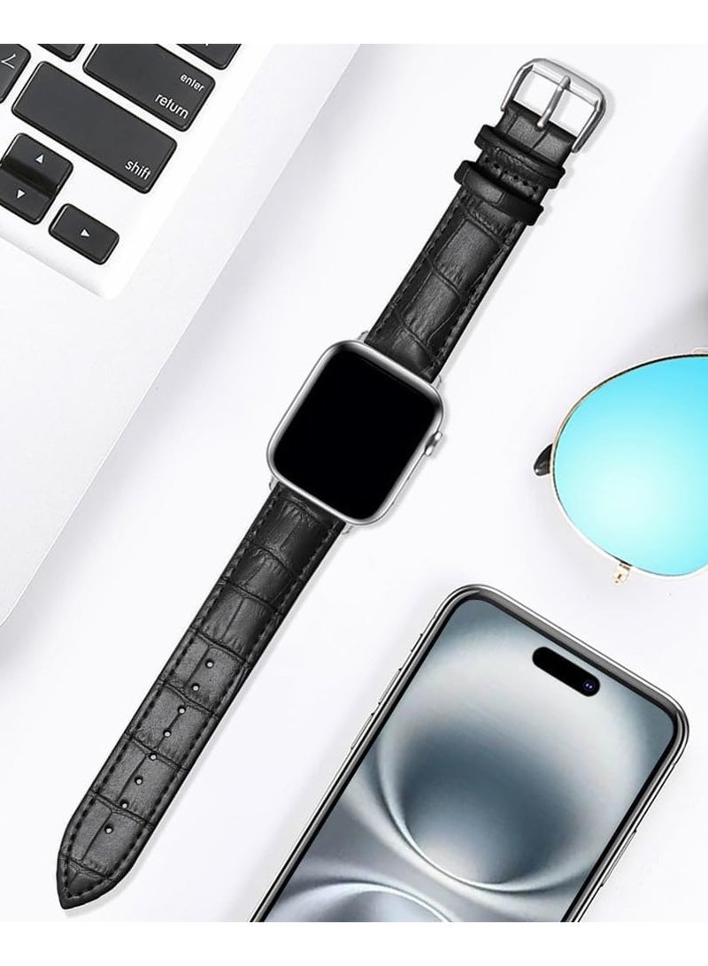 keloray Compatible with Apple Watch Bands 42mm（S10） 41mm 40mm 38mm Alligator Genuine Leather Replacement Straps for iWatch Series 10/9/8/7/6/5/4/3 Ultra 2 SE Bicolor for Men and Women - Image 5