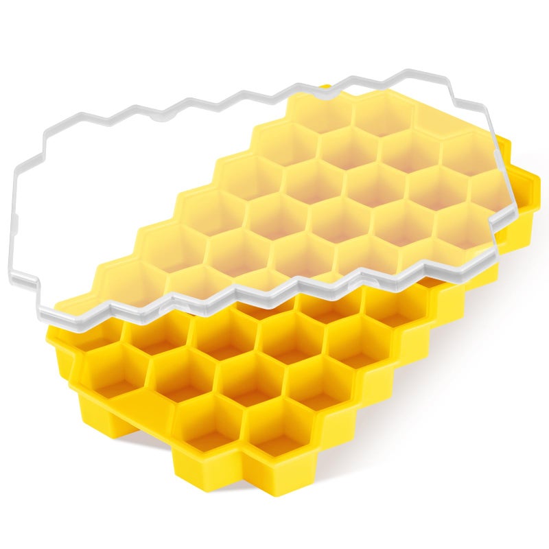 Acosexy Silicone Mini Ice Cube Tray, 37 Pack Ice Trays for Freezer,Mini Ice Maker,Ice Cube Mold,Small Ice Cube Trays,Crushed Ice Trays for Wiskey.Juice Drink (Yerrow, 37 Pack ICE Cubes) - Image 2