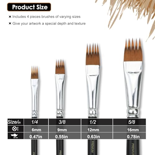 GACDR Paint Brush Comb Set - 4PCS Professional Grainer Brushes for Acrylic Painting, Oil & Watercolor - Texture Brushes for Artists & Beginners, Short Handle - Image 2
