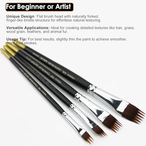 GACDR Paint Brush Comb Set - 4PCS Professional Grainer Brushes for Acrylic Painting, Oil & Watercolor - Texture Brushes for Artists & Beginners, Short Handle - Image 4