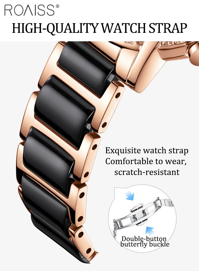 roaiss Women's Diamond-studded Quartz Watch, Analog Display Round Dial with Calendar Window, Fashionable and Luxurious Luminous Waterproof Wristwatch, as Gift for Ladies - Image 5