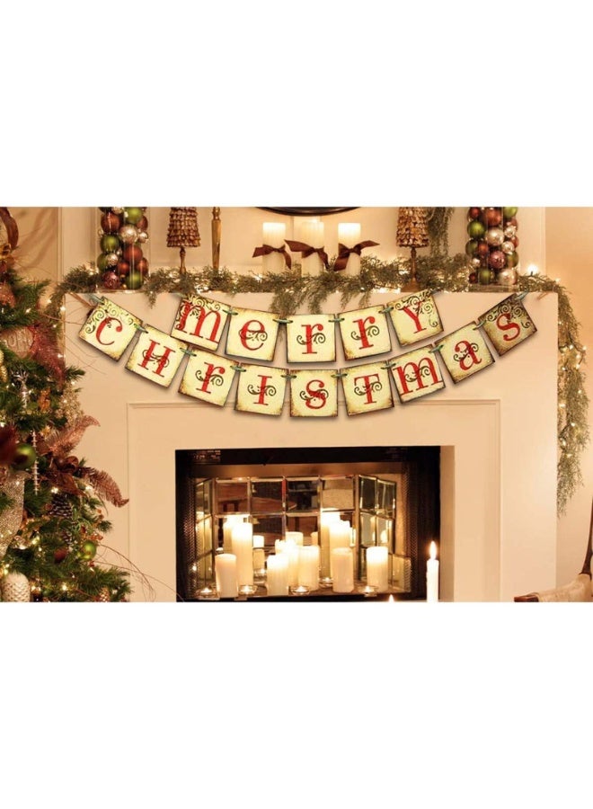 Vintage Merry Christmas Banner, Indoor Xmas Decoration for Home, Office, Party & Farmhouse Fireplace Mantle - Image 4