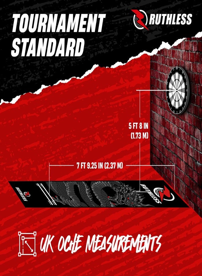 RUTHLESS | Darts Mat | Heavy Duty Anti‑Slip Carpet Dartboard Throw Line Mat for Floor Protection | Black with Dragon Print. - Image 5