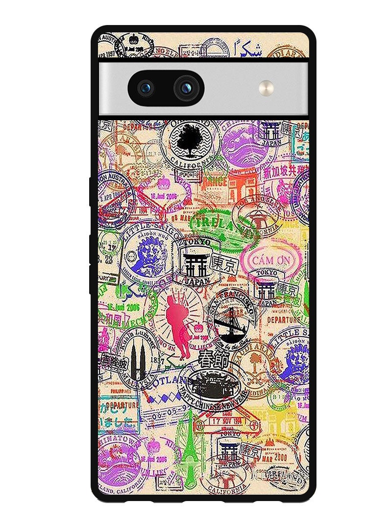 Theodor Protective Case Anti Scratch Shock Proof Bumper Cover For Google Pixel 7a Passport Stamp - Image 1