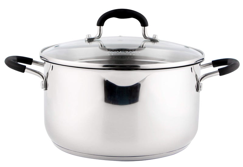 AVACRAFT Stainless Steel Stockpot with Glass Strainer Lid, 6 Quart Stock Pot, Soup & Saucepan Cookware, Side Spouts, Multipurpose, Induction Pan, (5-Ply Capsule Bottom, 6QT) - Image 2
