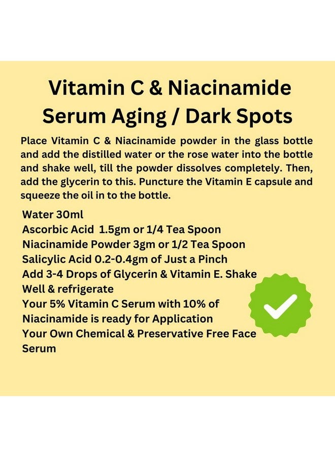 Urbaano herbal ® Niacinamide (Vitamin B3), Vitamin C (L-Ascorbic Acid) & Salicylic Acid Powder For Making Diy Skin Care Serum, Cream, Lotion & Facewash, Bright, Anti Aging & Youthful Glow - Image 3