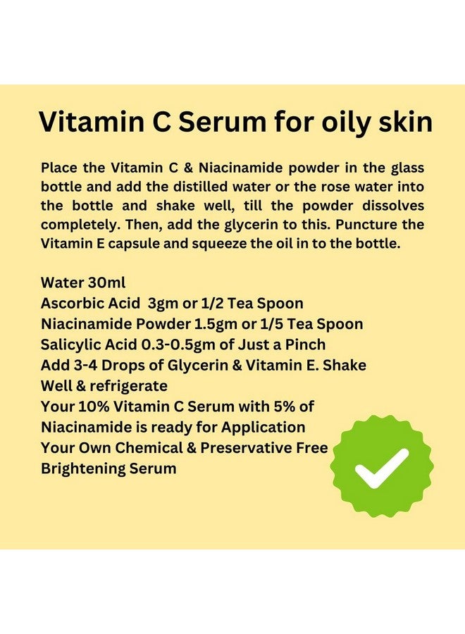 Urbaano herbal ® Niacinamide (Vitamin B3), Vitamin C (L-Ascorbic Acid) & Salicylic Acid Powder For Making Diy Skin Care Serum, Cream, Lotion & Facewash, Bright, Anti Aging & Youthful Glow - Image 2