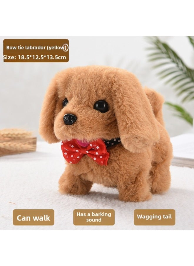 Toy Dog Children Plush Electric Toy Walking Dog Electric Dog Stall Electronic Puppy Pet-Color:Bow Tie Labrador [yellow]  - Image 1