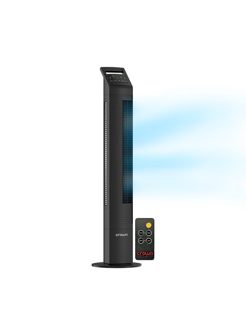 Crownline 44-Inch Portable Tower Fan, 3 Speed Settings, 3 Wind Modes, 80° Oscillation, LED Display, Remote Control, 8-Hour Timer, Silent Operation (≤58dB), Energy-Efficient Cooling, 65W TF-409 Black - Image 2