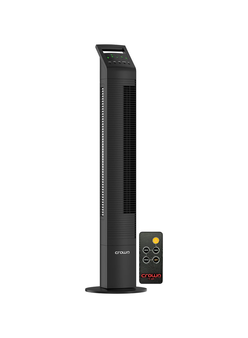 Crownline 44-Inch Portable Tower Fan, 3 Speed Settings, 3 Wind Modes, 80° Oscillation, LED Display, Remote Control, 8-Hour Timer, Silent Operation (≤58dB), Energy-Efficient Cooling, 65W TF-409 Black - Image 1