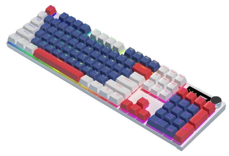 Forev Wired USB keyboard  FV-Q515 , 104 key arrangement , multiple RGP lighting , floating key cap , colored keycaps( black-white-red ) ,  Arabic / English - Image 1