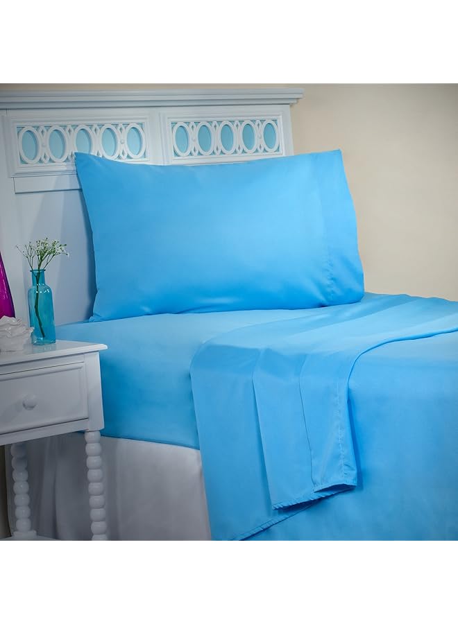 لافيش هوم طقم ملاءات من الألياف الدقيقة الناعمة مكون من 3 قطع ملاءات سرير ملائمة ومسطحة وغطاء وسادة مقاوم للتجاعيد والبقع والبهتان مقاس Twin XL أزرق فاتح - Image 1