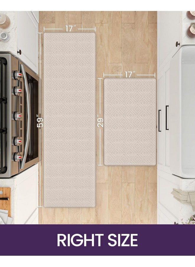 DEXI DEXI Kitchen Mats for Floor Cushioned Anti Fatigue, 17x29 + 17x59, Non Slip Waterproof 2 PCS Rug Set, Comfort Standing Mat for Front Sink Office Laundry, Beige - Image 2
