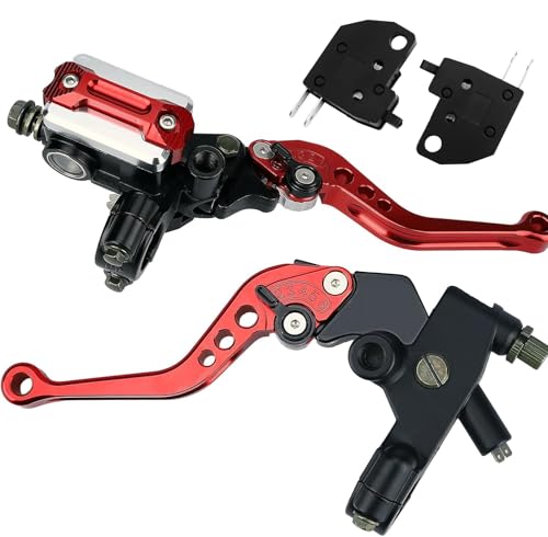 SOLLON Universal Motorcycle 78 22mm Handlebar Brake Master Cylinder Reservoir Adjustable Clutch and Brake Lever CNC Left Right Set for Harley Honda Kawasaki Suzuki Yamaha Red - Image 1