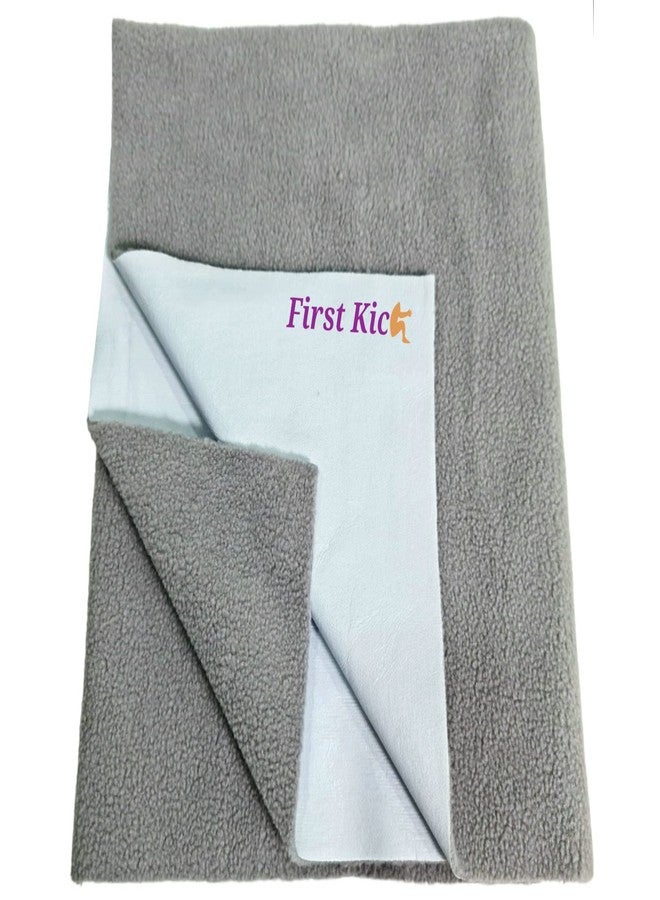 First Kick Instadry Anti-Piling Fleece Extra Absorbent Quick Dry Sheet for Baby, Baby Bed Protector, Waterproof Baby Sheet, Medium Size 100x70cm, Pack of 1, Grey - Image 1