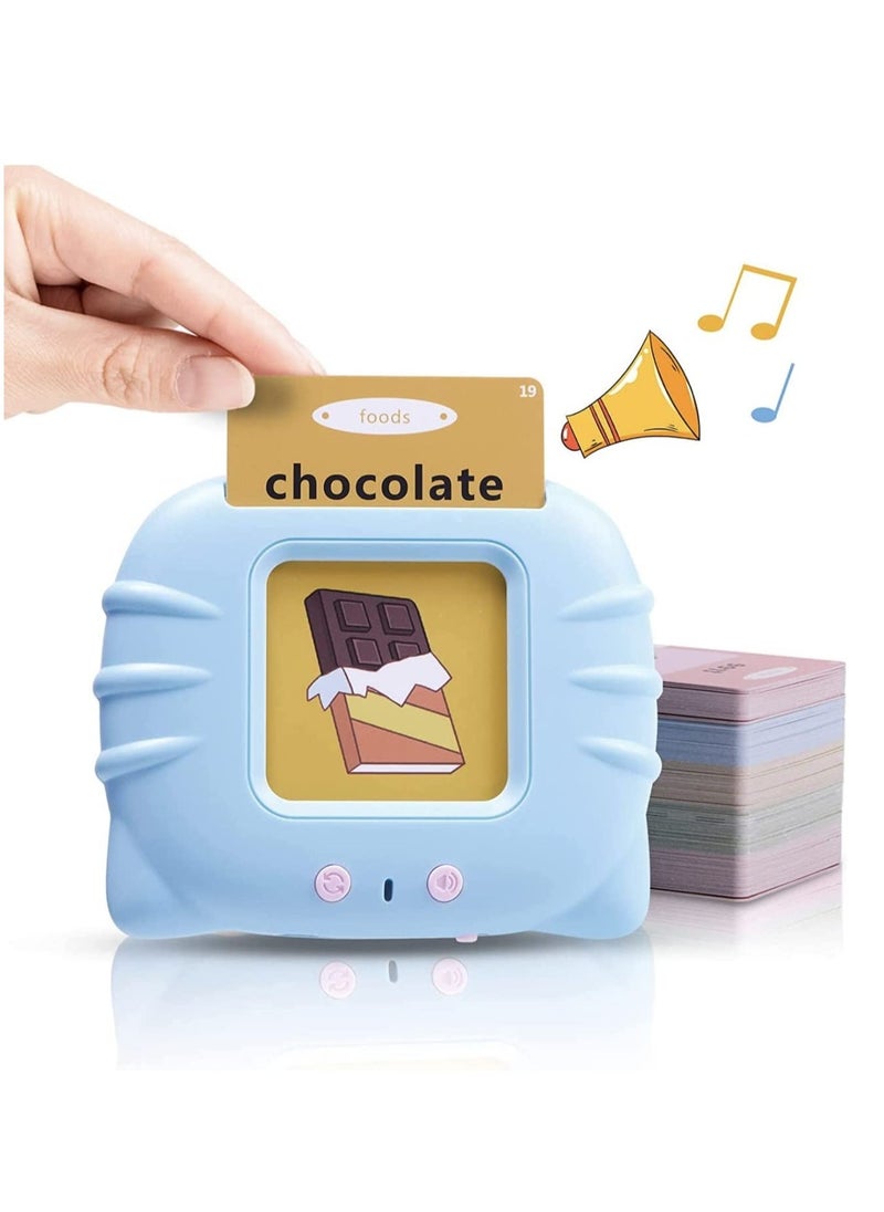 ELTRAZONE Kid Educational Montessori Preschool Animals Audible Flash Cards for kids 1 to 6 Years .Learning Toys Phonics Talking Flash Cards Device with 112 pcs Double-Sided Cards 224 Words Blue Color  - Image 1