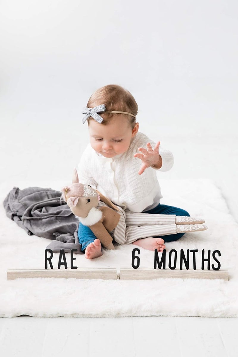 pearhead Wooden Letter Ledge Set, Letterboard Ledge Baby Keepsake, Photo Sharing Prop - Image 5