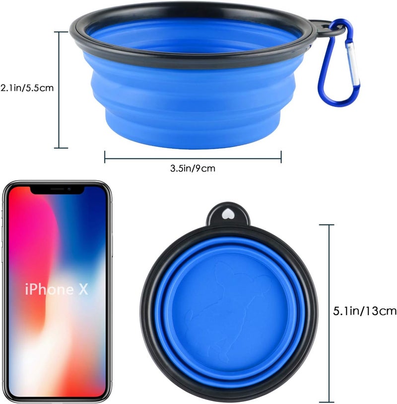 MXZONE 3 Collapsible Silicone Dog Bowl, Foldable Expandable Cup Dish for Small Pet Cat Food Water Feeding Portable Travel Bowl, Pet ID-Tag - Image 2