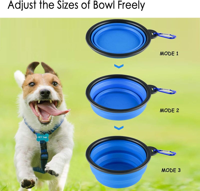 MXZONE 3 Collapsible Silicone Dog Bowl, Foldable Expandable Cup Dish for Small Pet Cat Food Water Feeding Portable Travel Bowl, Pet ID-Tag - Image 3