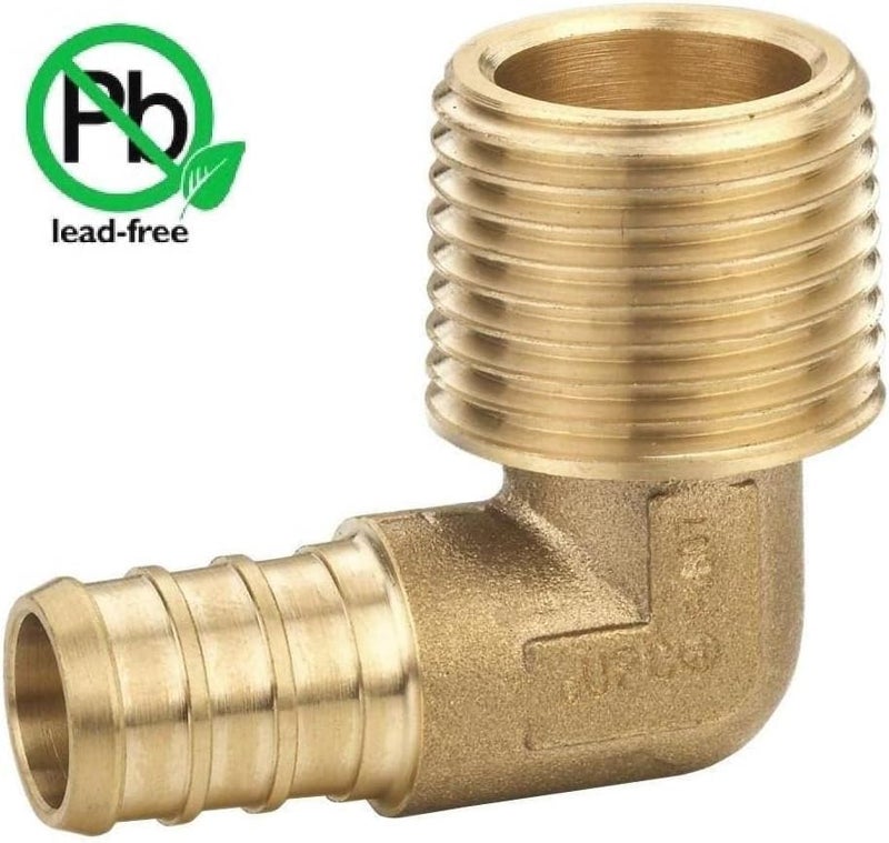 VENTRAL 1/2 x 3/4 Inch PEX Male Threaded NPT Elbow 90 Connector Fitting Crimp Brass for PEX Pipe Tubing, No Lead 10 - Image 2