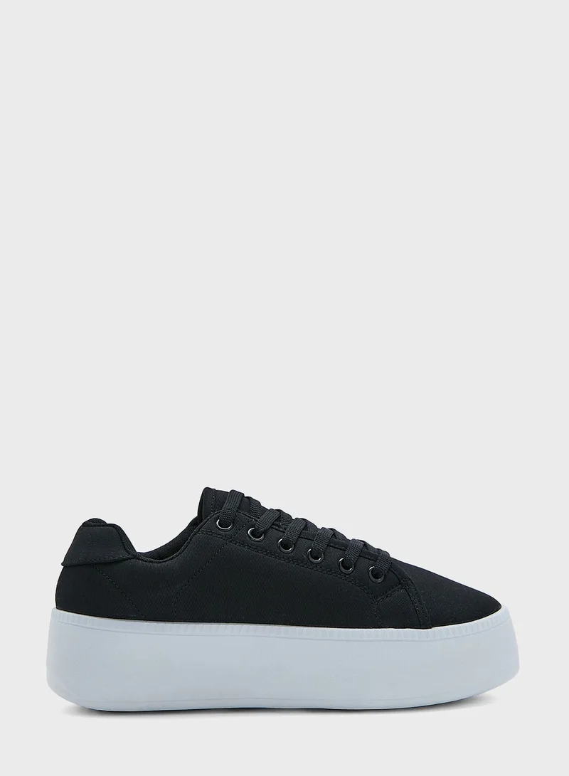 Truffle Black Platform Canvas Sneakers