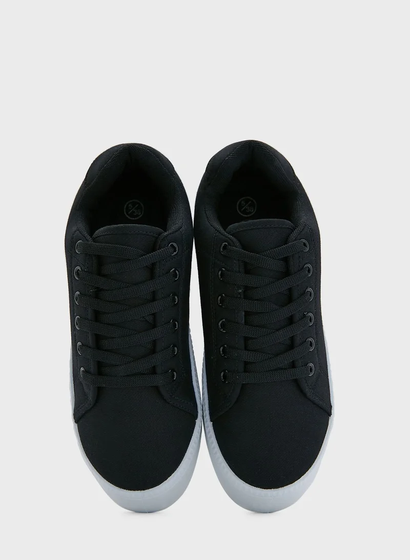 Truffle Black Platform Canvas Sneakers