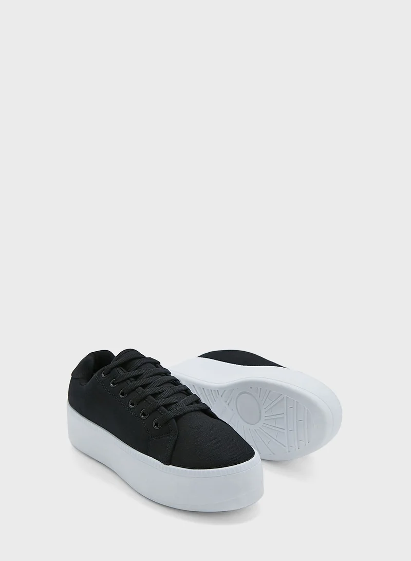Truffle Black Platform Canvas Sneakers