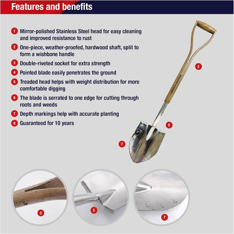 Spear  Jackson 4650PS Traditional Stainless Planting Spade, Brown - Image 1