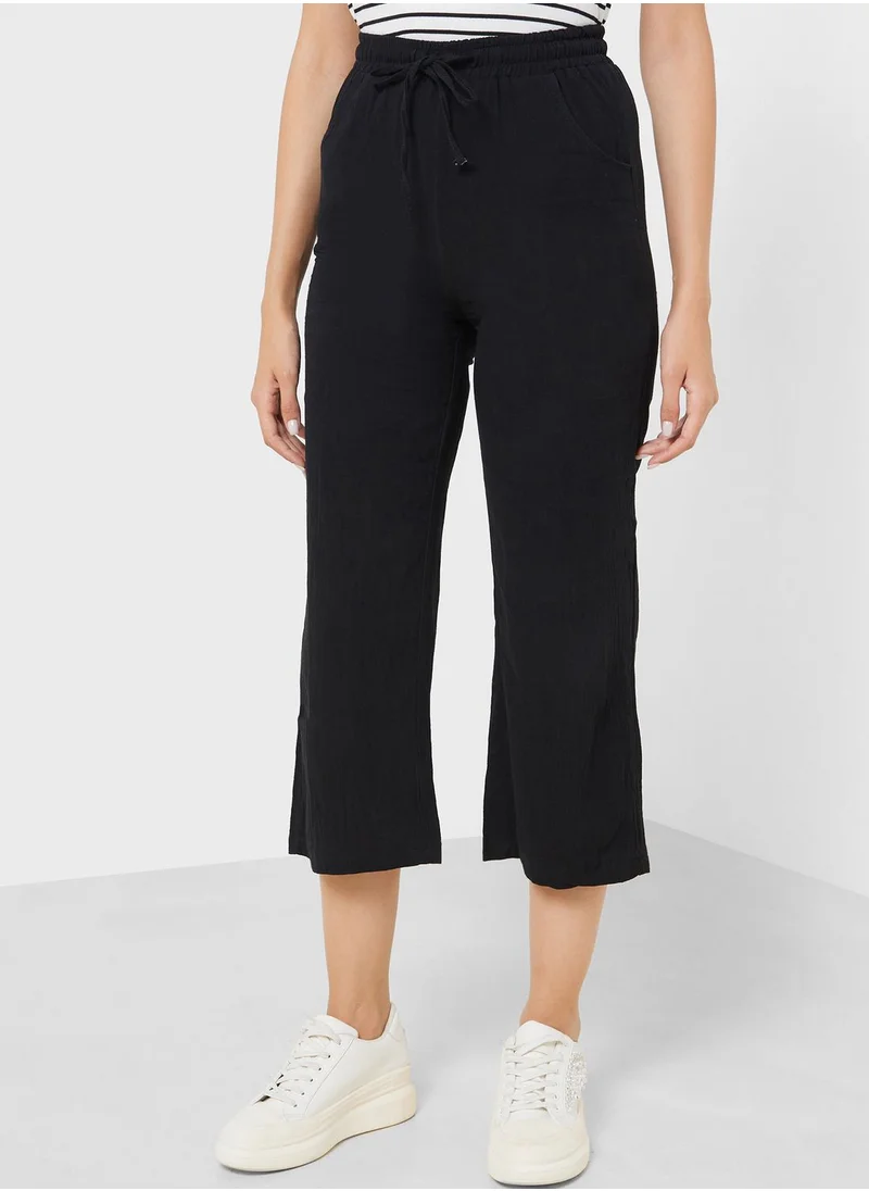 جينجر Elasticised Waist Wide Fit Pants