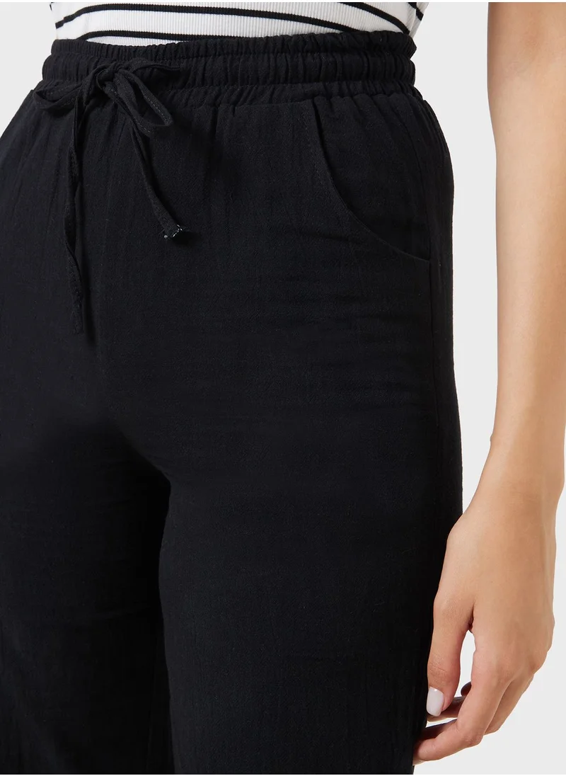جينجر Elasticised Waist Wide Fit Pants