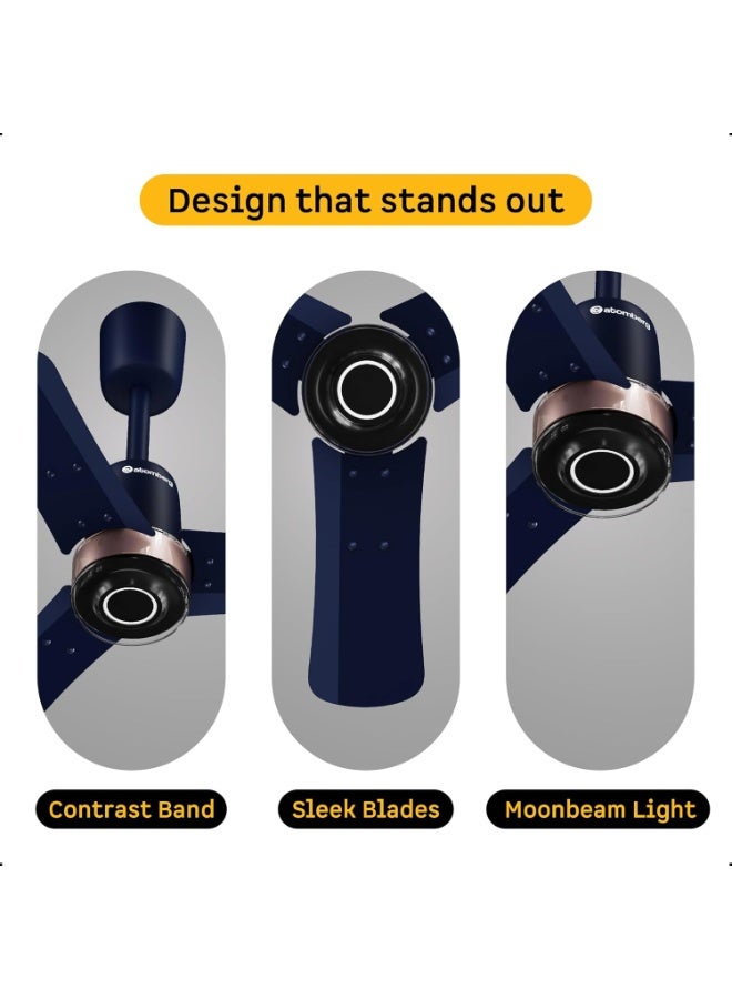 atomberg Renesa Elite Smart 600mm BLDC Ceiling Fan with IoT & Remote Control | BEE 5 star Rated | High Air Delivery with Moonbeam LED Light | New Sleek Design | 5 Year Warranty | Ritz Blue - Image 4