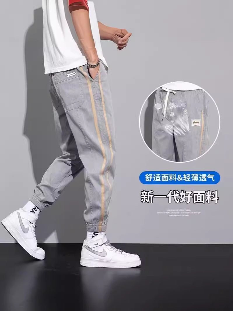 Fuiv Ice Silk Men'S Jeans Thin Work Pants Sports Casual Pants Large Size Long Hong Kong Style - Image 3