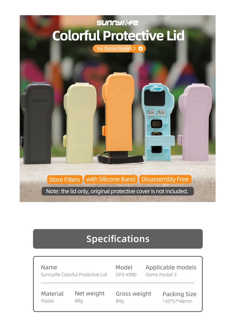 SUNNY LIFE Colorful Protective Lid for DJI OSMO Pocket 3,Silicone Protective Case Cover, Tempered Glass Screen Protector, Lens Protector  - Image 2