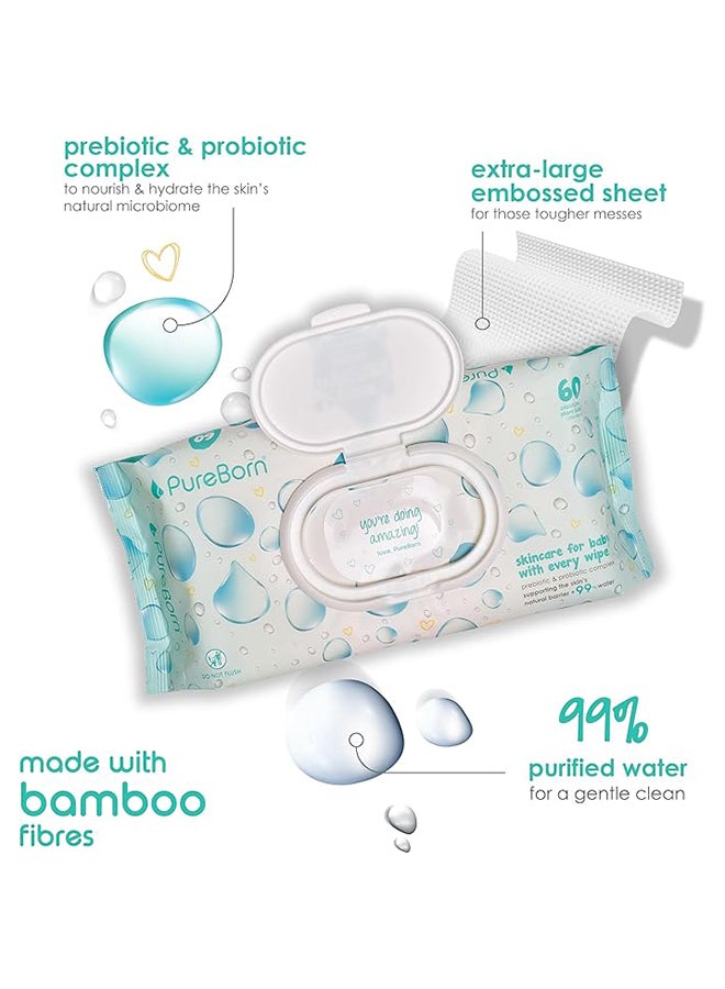 PureBorn Pure Moisture Water wipes with Prebiotic And Probiotic Complex - Image 5
