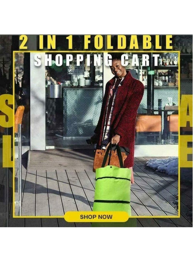 Rubik Foldable Shopping Trolley with Wheels Green - Image 2