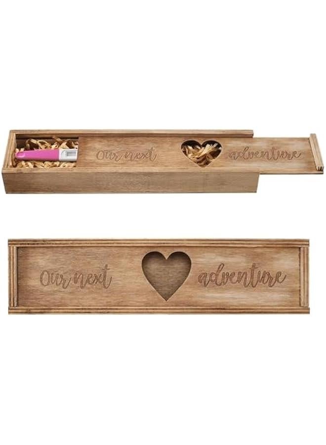 ميكسد صندوق تذكاري لاختبار الحمل من يلا جوي - صندوق هدايا خشبي للكشف عن الطفل للزوج والاجداد - غطاء قلاب مغناطيسي، حامل اختبار وتخزين الهدايا التذكارية (بني) - Image 1