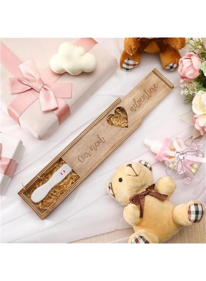 MIXDE Pregnancy Test Keepsake Box – Wooden Baby Reveal Gifts Box for Husband & Grandparents – Magnetic Flip Lid, Test Holder & Souvenir Storage (Brown) - Image 1