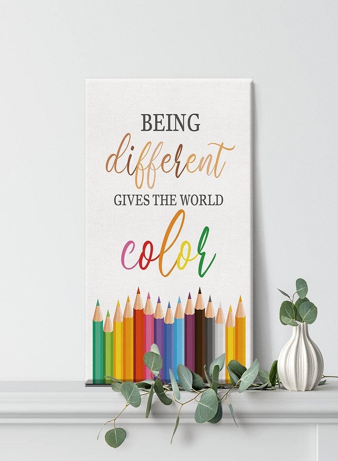Nvhai Inspirational Diversity Wall Art being Different Gives the World Color Watercolor Canvas Painting Prints for Classroom Wall Decor Framed Artwork Gifts(12x15 Inch) - Image 5