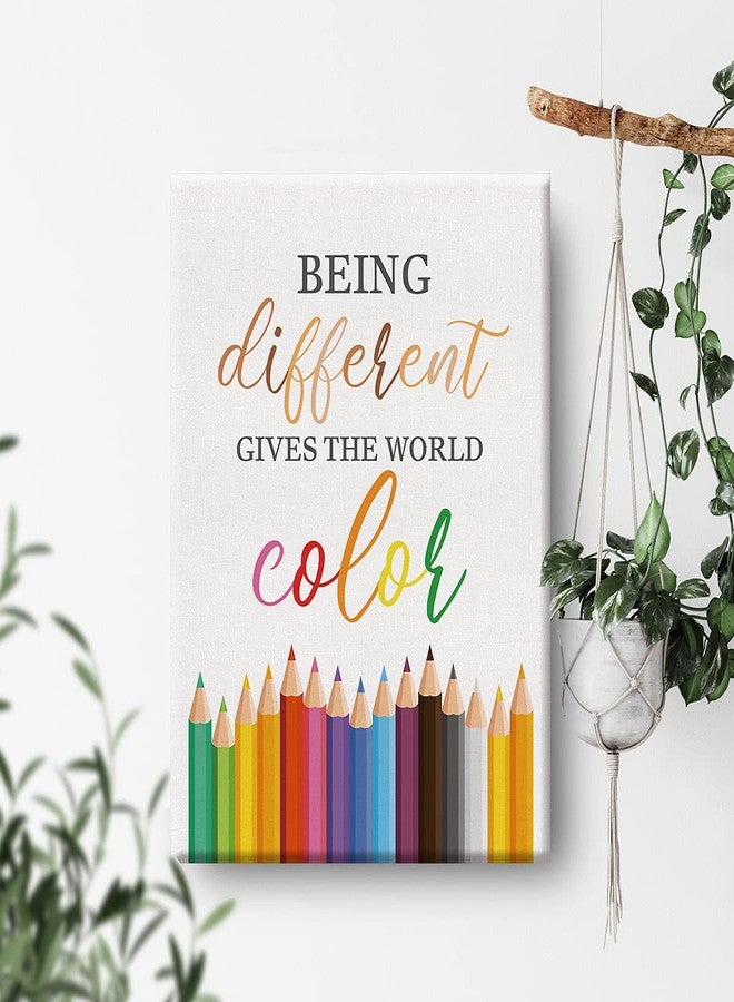 Nvhai Inspirational Diversity Wall Art being Different Gives the World Color Watercolor Canvas Painting Prints for Classroom Wall Decor Framed Artwork Gifts(12x15 Inch) - Image 4