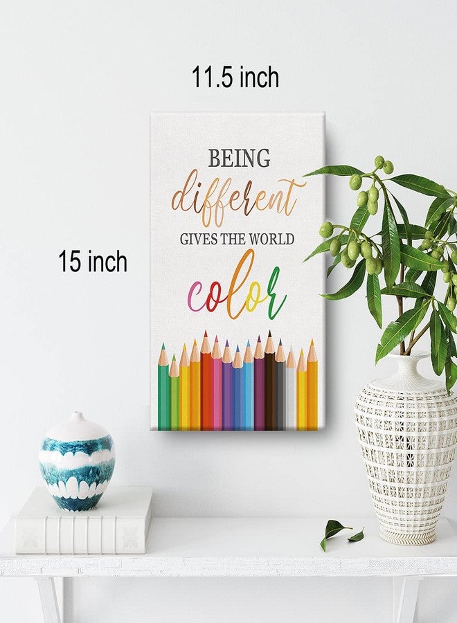 Nvhai Inspirational Diversity Wall Art being Different Gives the World Color Watercolor Canvas Painting Prints for Classroom Wall Decor Framed Artwork Gifts(12x15 Inch) - Image 2
