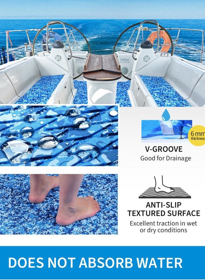 OCEANBROAD Self-Adhesive 48''x16.8'' Camouflage Boat Flooring Non-Slip Traction Pad EVA Foam Sheet Marine Grip Mat for Boats Surfboard SUP Paddle Board Kayak Yacht, Camo Ocean - Image 3