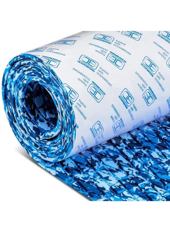 OCEANBROAD Self-Adhesive 48''x16.8'' Camouflage Boat Flooring Non-Slip Traction Pad EVA Foam Sheet Marine Grip Mat for Boats Surfboard SUP Paddle Board Kayak Yacht, Camo Ocean - Image 1