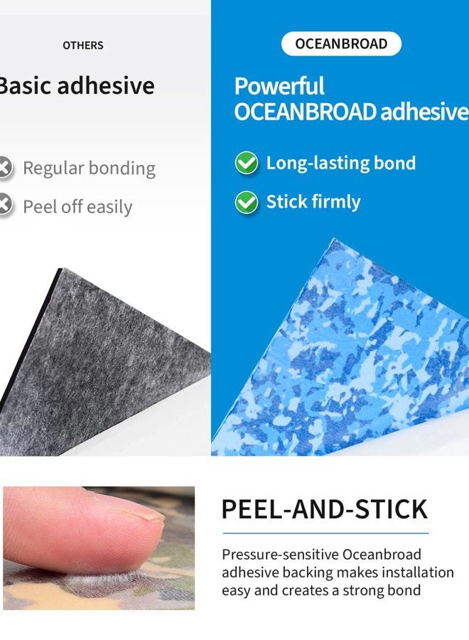 OCEANBROAD Self-Adhesive 48''x16.8'' Camouflage Boat Flooring Non-Slip Traction Pad EVA Foam Sheet Marine Grip Mat for Boats Surfboard SUP Paddle Board Kayak Yacht, Camo Ocean - Image 2