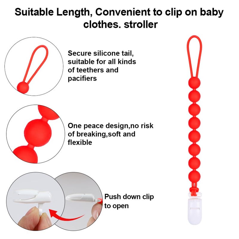 AmazingM Baby Food Grade Silicone Carrier Vehicle Teether Toy with One Piece Design Pacifier Clip HolderTeething Pain Relief Toys Gift Set for 3 Months Boys and GirlsFreezer SafeBPA Free Fire Truck - Image 4