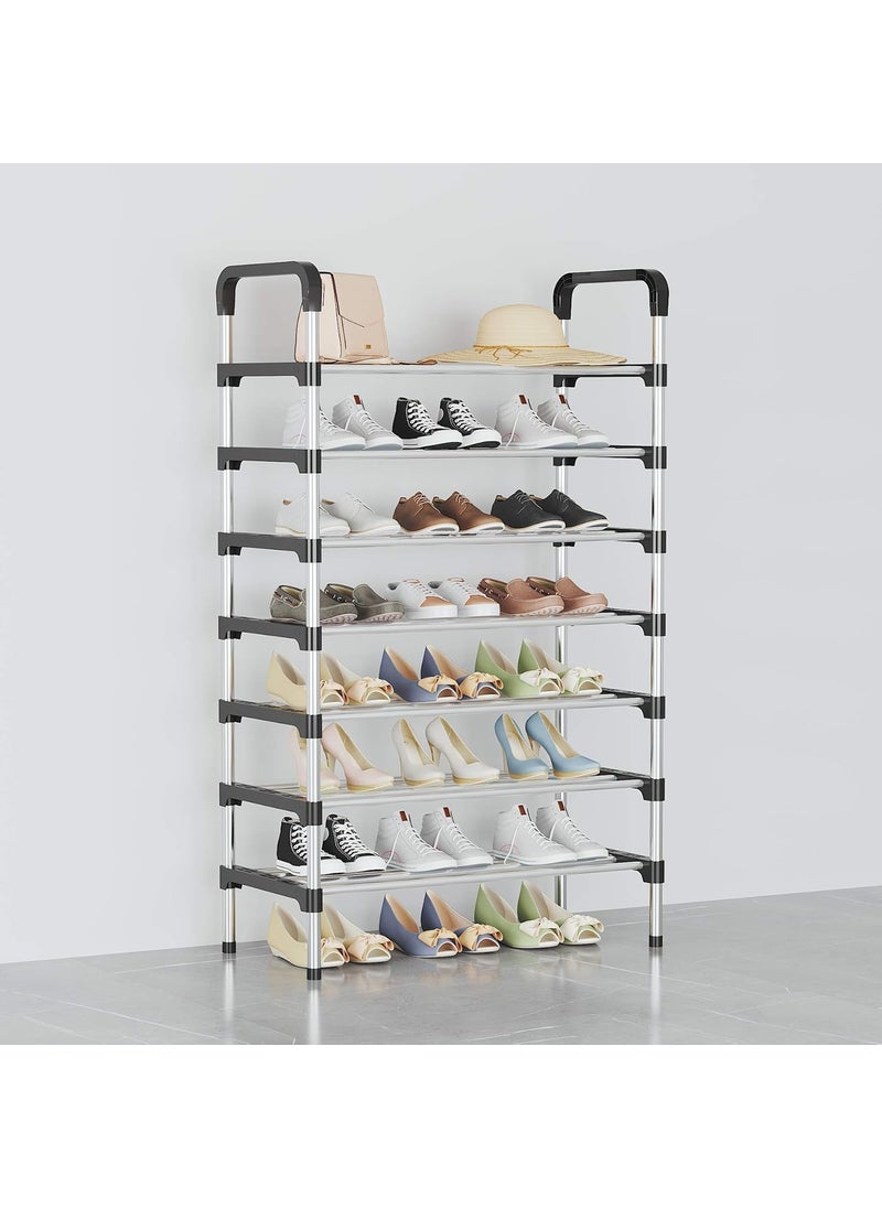 Three Secondz Three Secondz Long Stainless Steel Shoe Rack Shoe Stand Storage Organizer Shoe Cabinet Durable Portable 7 Layer Black 