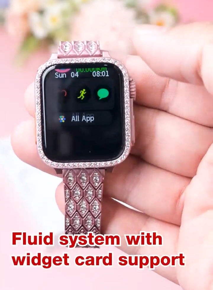 Modio MW25 Mini 36mm Display Smart Watch With 3 Pair Straps and Charging Cable Designed For Ladies Black - Image 4